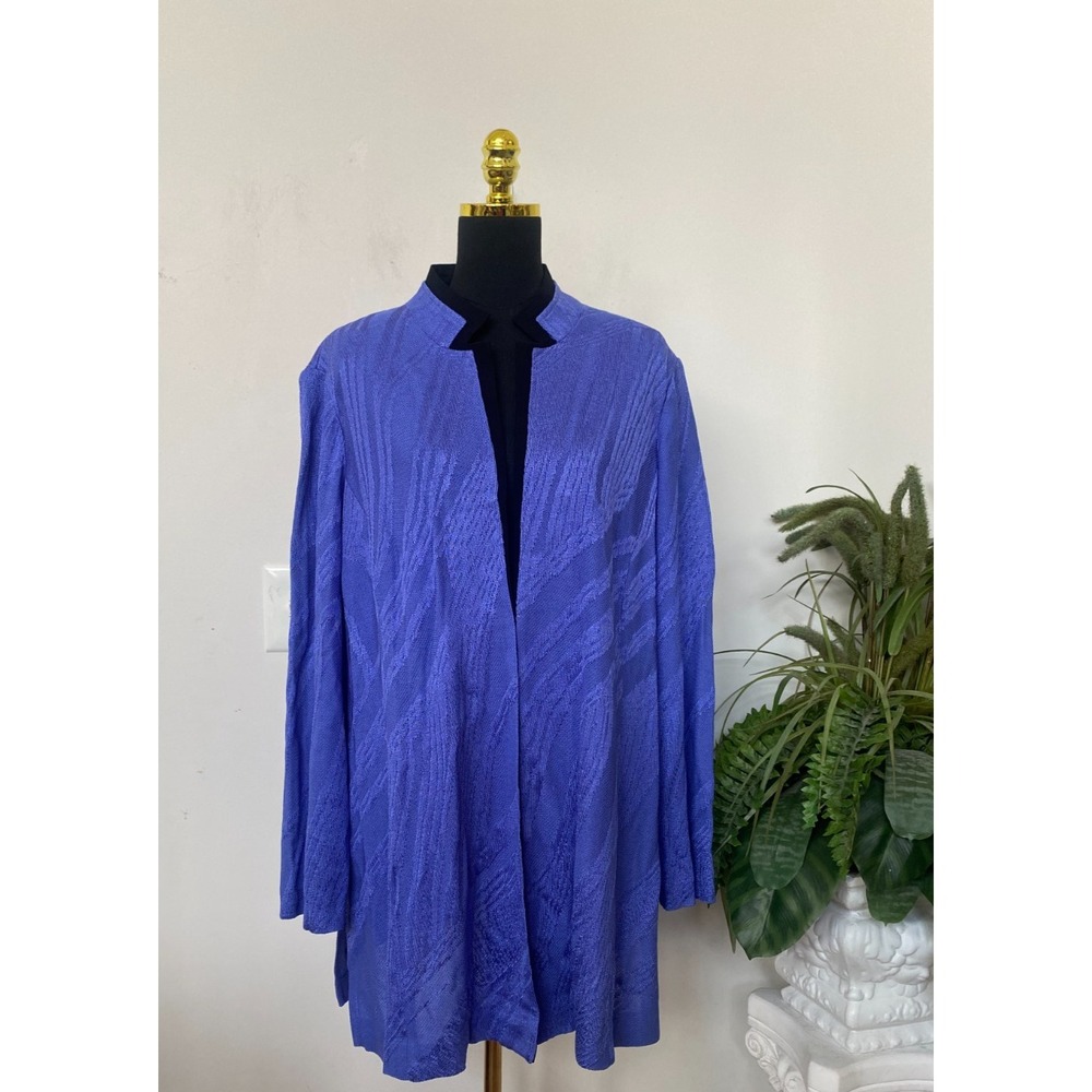 NWT Exclusively MISOOK Women's Blue Black Rayon Blend knit Jacket Size 3X, $428
